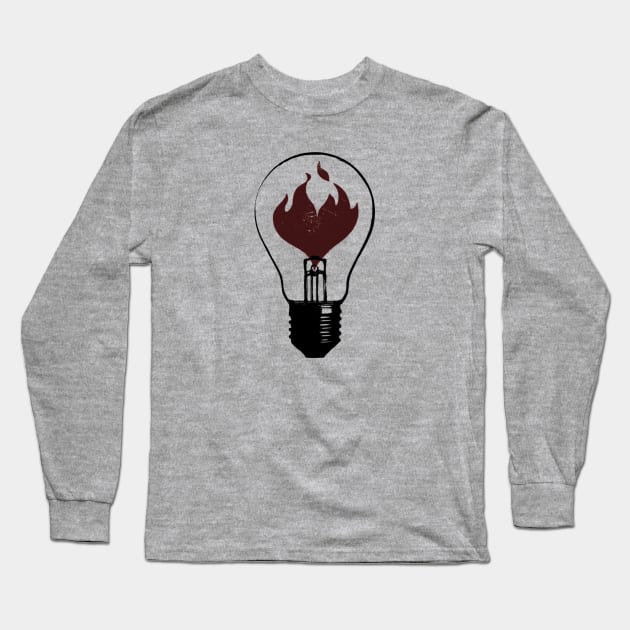 Flaming Lightbulb Long Sleeve T-Shirt by chriswig